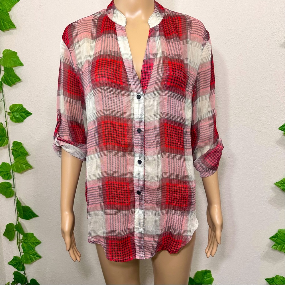 Weavers Plaid Button Down Top - image 1